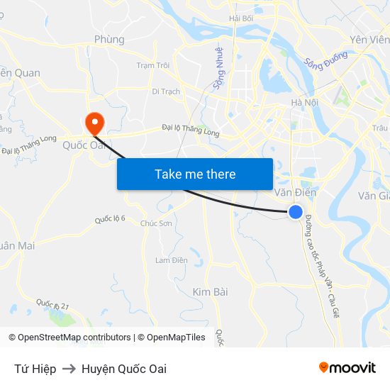 Tứ Hiệp to Huyện Quốc Oai map