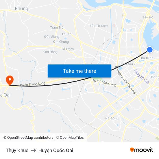 Thụy Khuê to Huyện Quốc Oai map