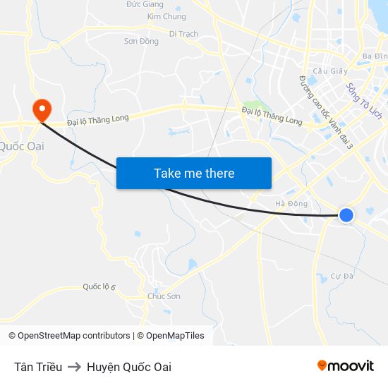 Tân Triều to Huyện Quốc Oai map