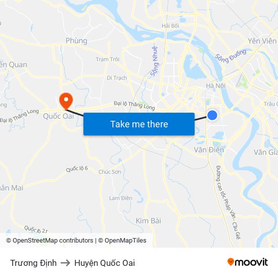 Trương Định to Huyện Quốc Oai map