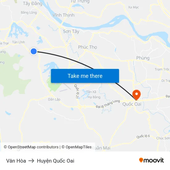 Vân Hòa to Huyện Quốc Oai map