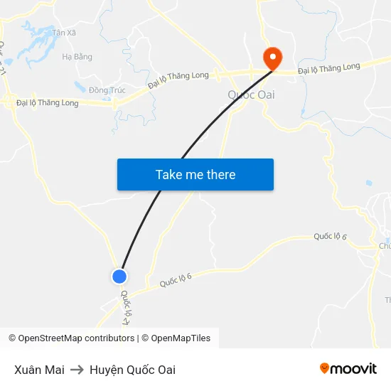 Xuân Mai to Huyện Quốc Oai map