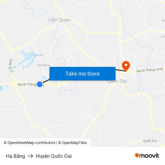 Hạ Bằng to Huyện Quốc Oai map