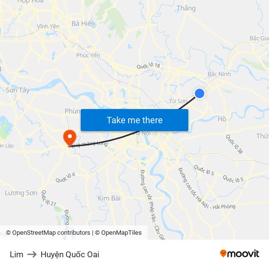 Lim to Huyện Quốc Oai map