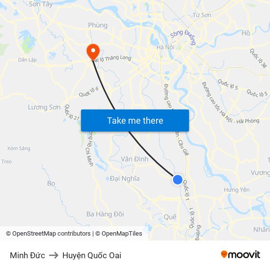 Minh Đức to Huyện Quốc Oai map