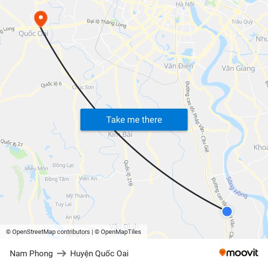 Nam Phong to Huyện Quốc Oai map