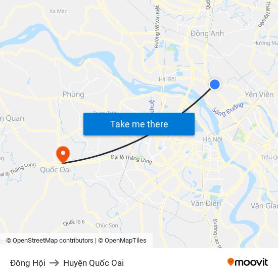 Đông Hội to Huyện Quốc Oai map