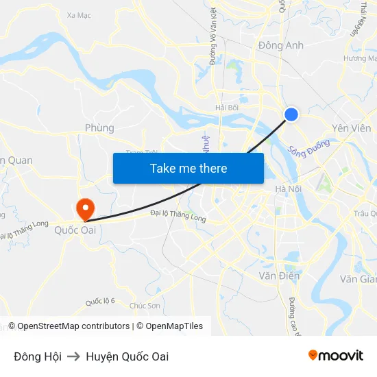 Đông Hội to Huyện Quốc Oai map