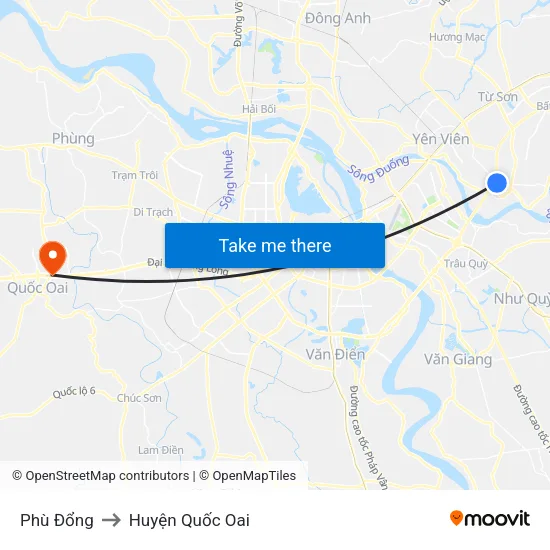 Phù Đổng to Huyện Quốc Oai map