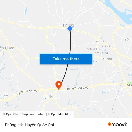 Phùng to Huyện Quốc Oai map