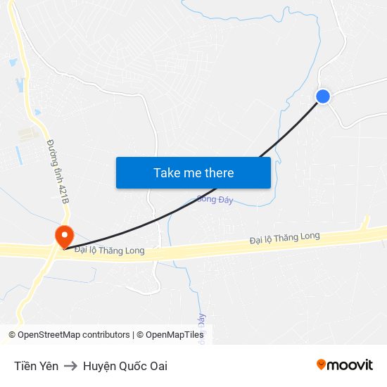 Tiền Yên to Huyện Quốc Oai map