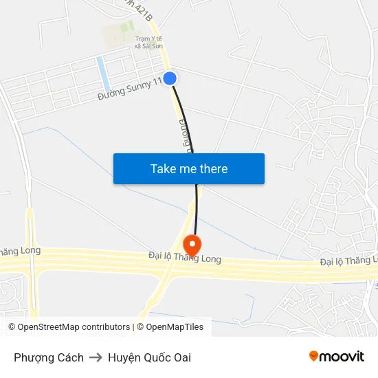 Phượng Cách to Huyện Quốc Oai map