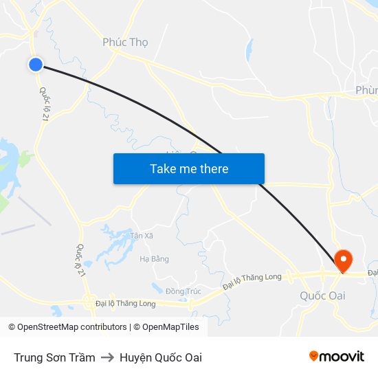 Trung Sơn Trầm to Huyện Quốc Oai map