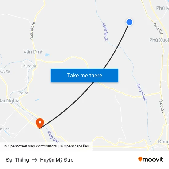 Đại Thắng to Huyện Mỹ Đức map