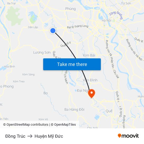 Đồng Trúc to Huyện Mỹ Đức map