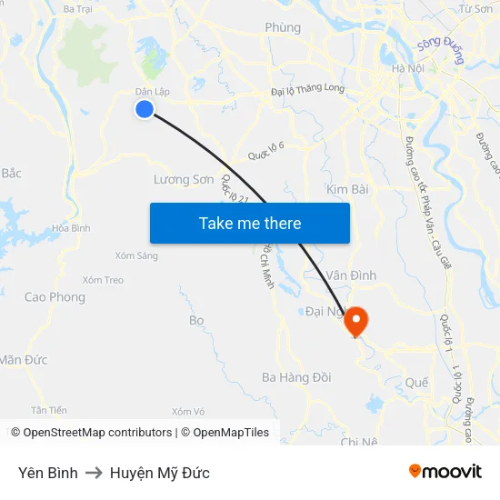 Yên Bình to Huyện Mỹ Đức map