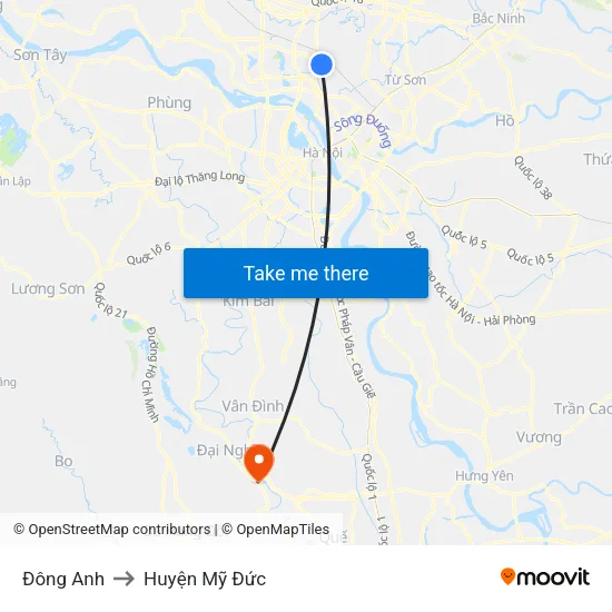 Đông Anh to Huyện Mỹ Đức map