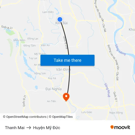 Thanh Mai to Huyện Mỹ Đức map