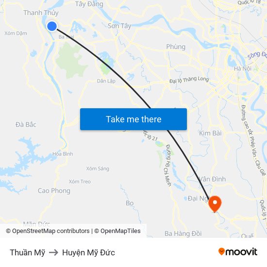 Thuần Mỹ to Huyện Mỹ Đức map