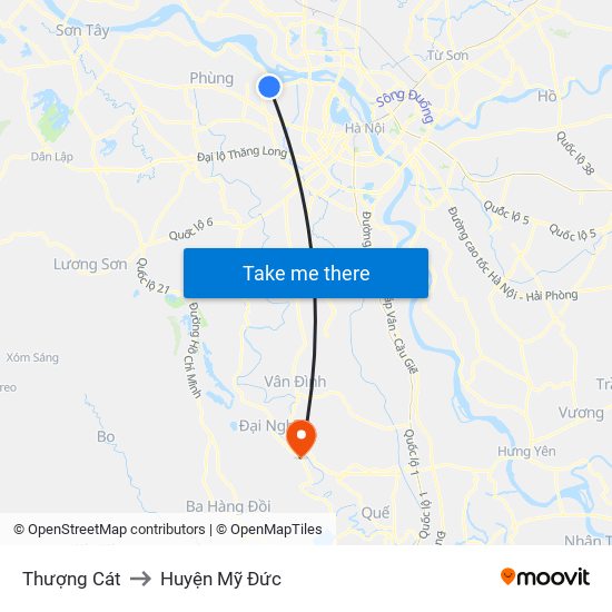 Thượng Cát to Huyện Mỹ Đức map