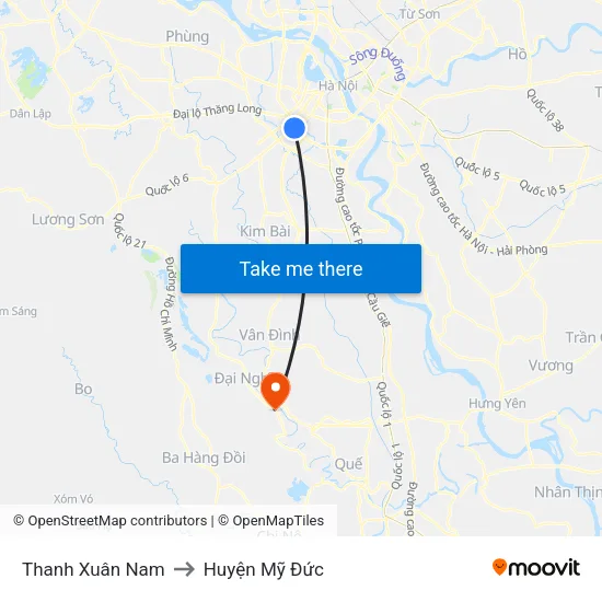 Thanh Xuân Nam to Huyện Mỹ Đức map