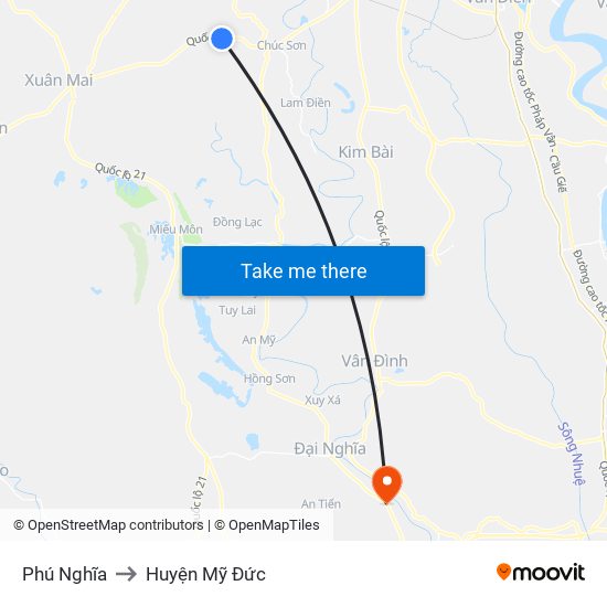 Phú Nghĩa to Huyện Mỹ Đức map