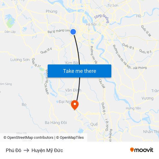 Phú Đô to Huyện Mỹ Đức map