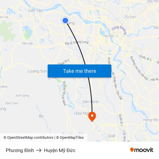 Phương Đình to Huyện Mỹ Đức map