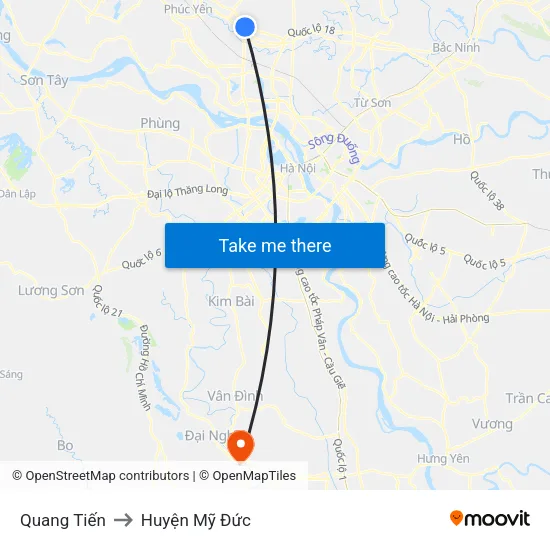 Quang Tiến to Huyện Mỹ Đức map