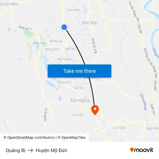 Quảng Bị to Huyện Mỹ Đức map