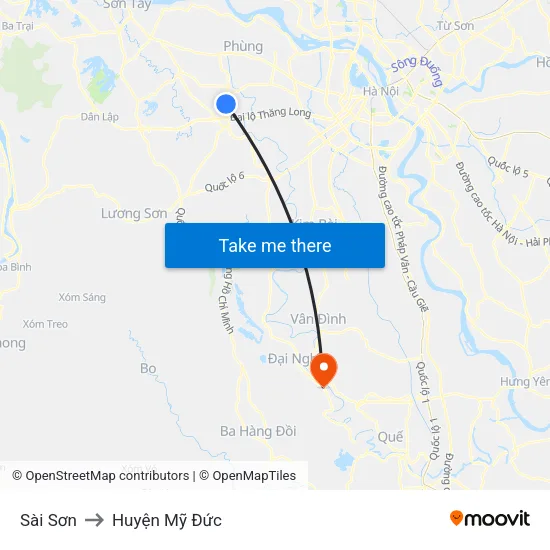 Sài Sơn to Huyện Mỹ Đức map