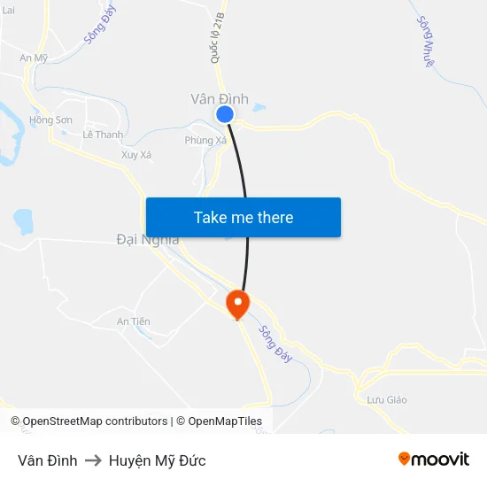 Vân Đình to Huyện Mỹ Đức map
