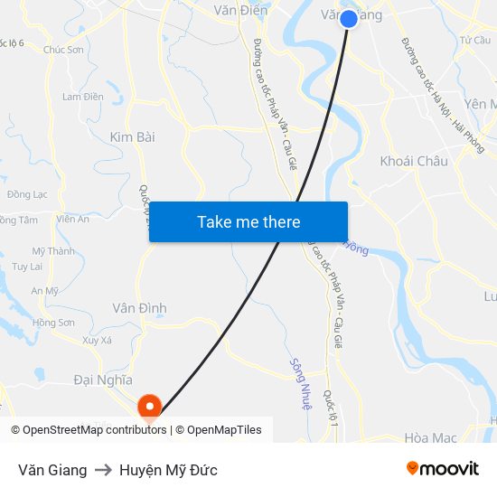 Văn Giang to Huyện Mỹ Đức map