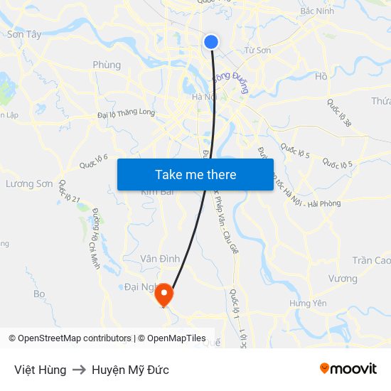 Việt Hùng to Huyện Mỹ Đức map