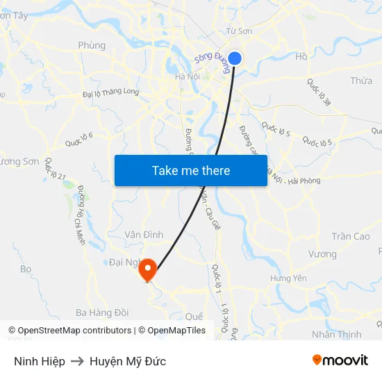 Ninh Hiệp to Huyện Mỹ Đức map
