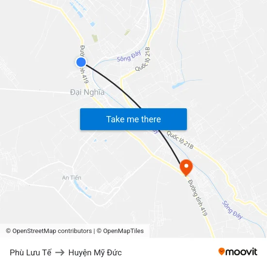 Phù Lưu Tế to Huyện Mỹ Đức map