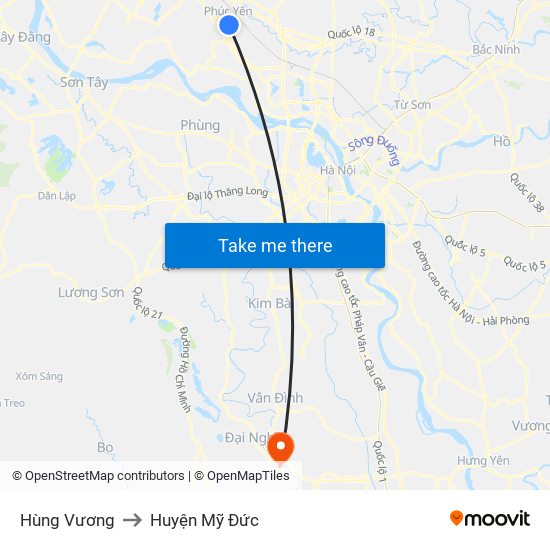 Hùng Vương to Huyện Mỹ Đức map