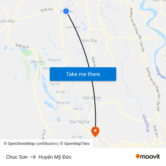 Chúc Sơn to Huyện Mỹ Đức map