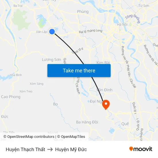 Huyện Thạch Thất to Huyện Mỹ Đức map