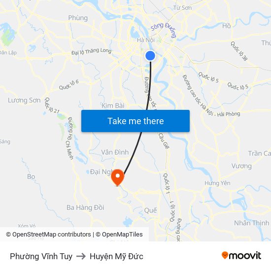 Phường Vĩnh Tuy to Huyện Mỹ Đức map