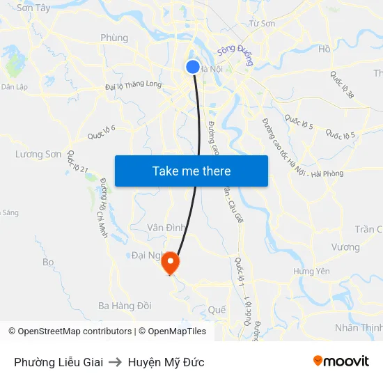Phường Liễu Giai to Huyện Mỹ Đức map
