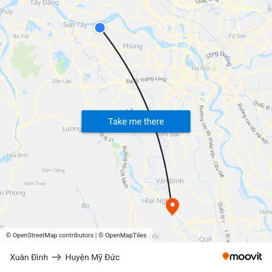 Xuân Đình to Huyện Mỹ Đức map