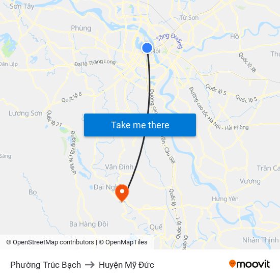 Phường Trúc Bạch to Huyện Mỹ Đức map