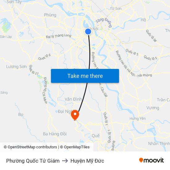 Phường Quốc Tử Giám to Huyện Mỹ Đức map