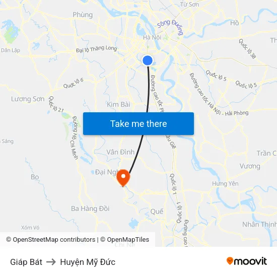 Giáp Bát to Huyện Mỹ Đức map