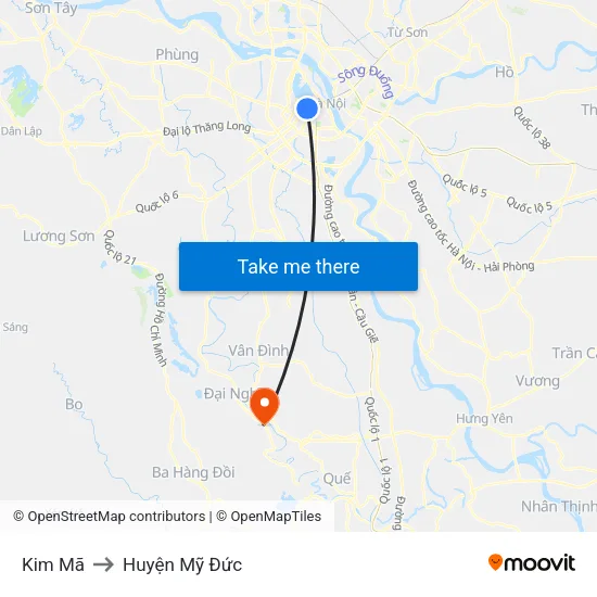 Kim Mã to Huyện Mỹ Đức map