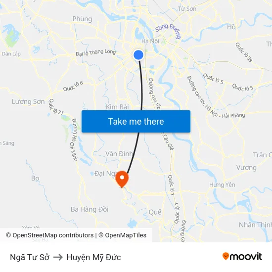 Ngã Tư Sở to Huyện Mỹ Đức map