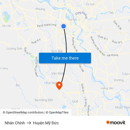 Nhân Chính to Huyện Mỹ Đức map