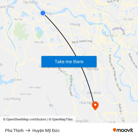 Phú Thịnh to Huyện Mỹ Đức map