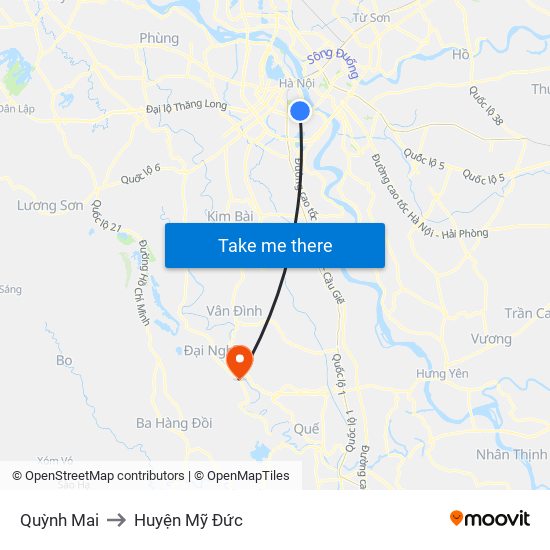 Quỳnh Mai to Huyện Mỹ Đức map